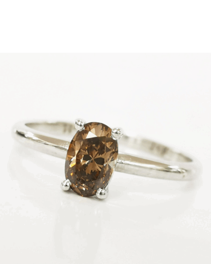 Anillo de Diamante Natural Fancy Deep Brown 0.40 ct en Oro 14k