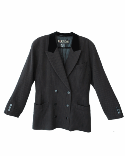 Escada Blazer Doble Botonadura con Cuello de Terciopelo
