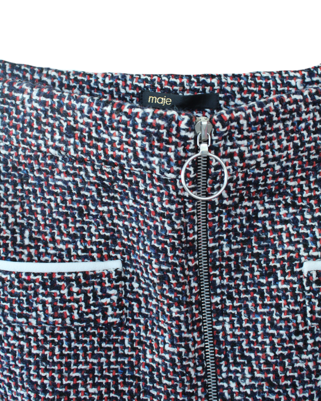 Maje Mini Tweed Zip Skirt Multicolor con Cierre Frontal - Imagen 2