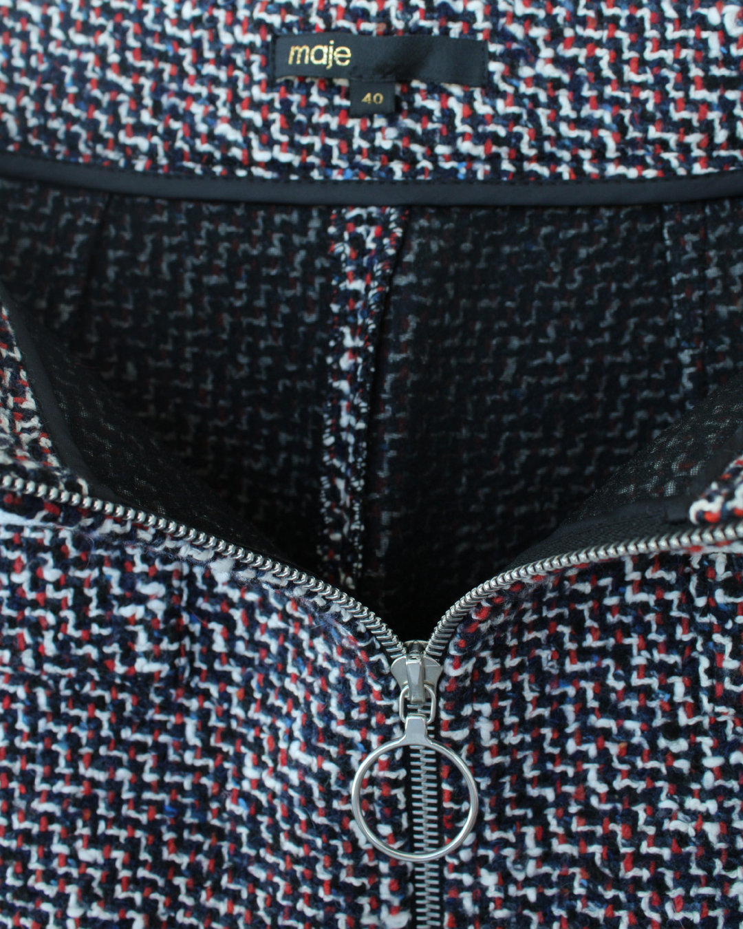 Maje Mini Tweed Zip Skirt Multicolor con Cierre Frontal - Imagen 5