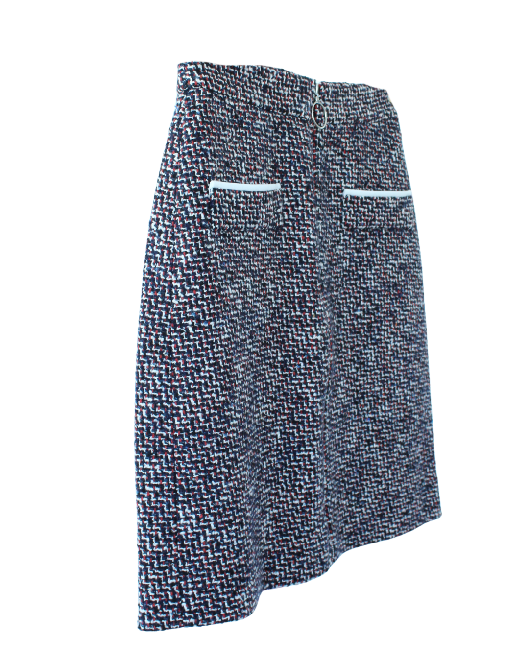 Maje Mini Tweed Zip Skirt Multicolor con Cierre Frontal - Imagen 3