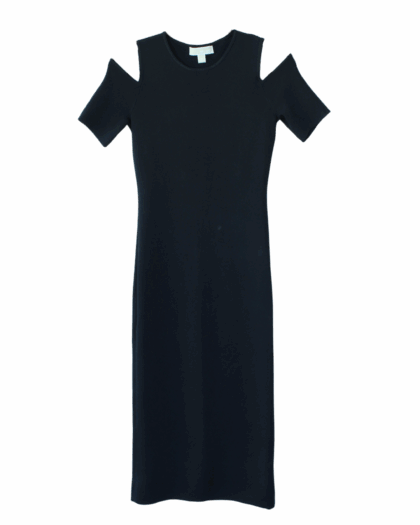 Michael Kors Cold Shoulder Knit Midi Dress Negro