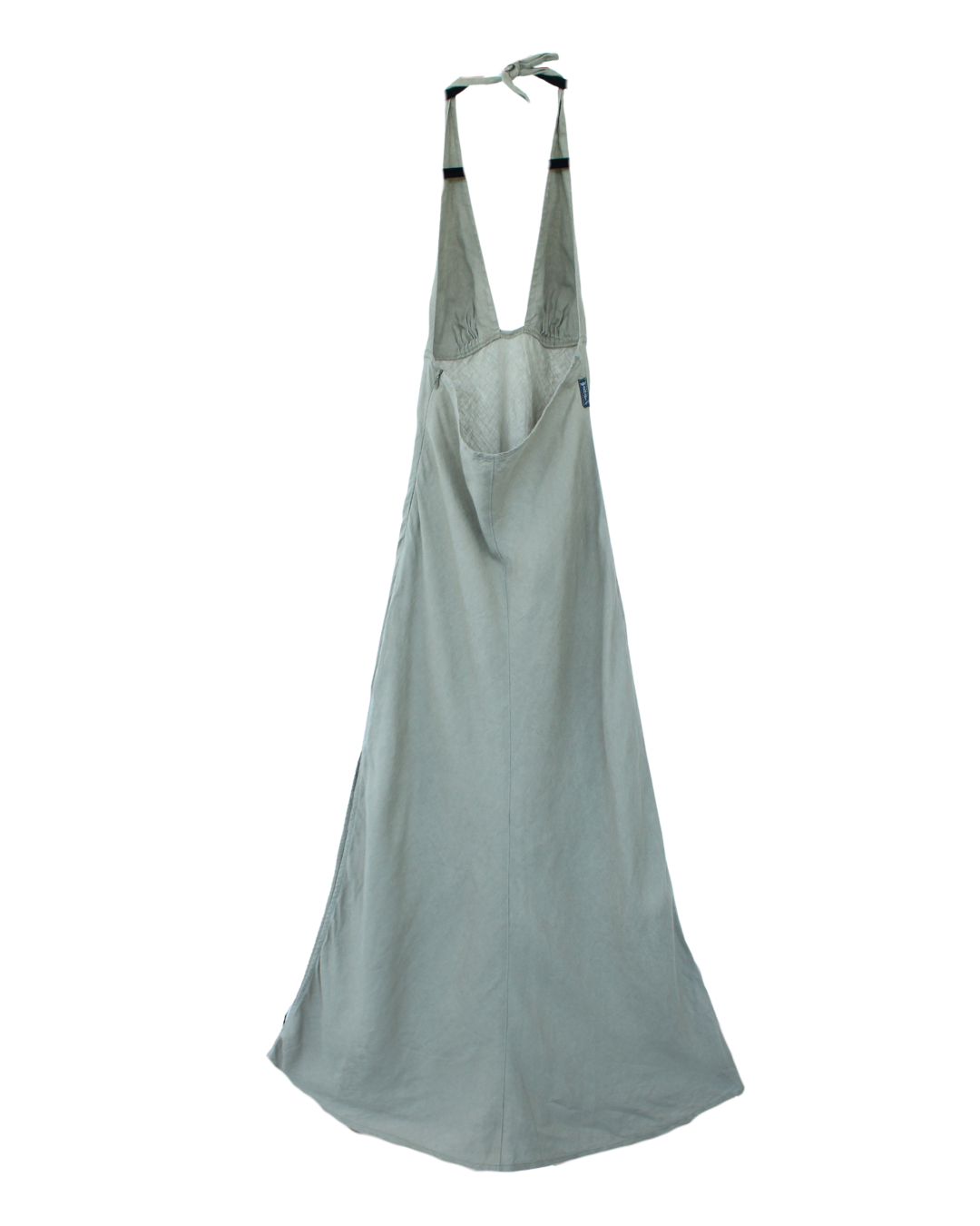 Armani Vestido Halter de Lino Verde Oliva - Imagen 5
