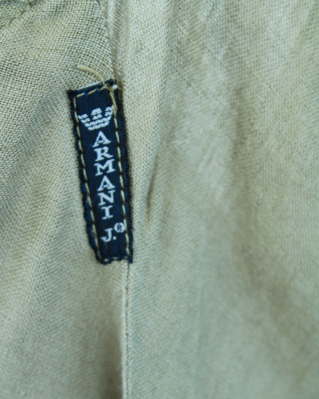 Armani Vestido Halter de Lino Verde Oliva - Imagen 3