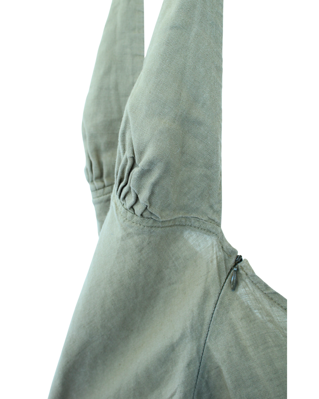 Armani Vestido Halter de Lino Verde Oliva - Imagen 4