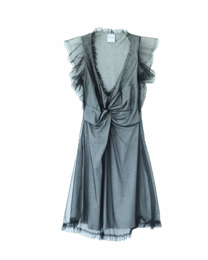 Valentino Tulle Overlay Draped Vestido