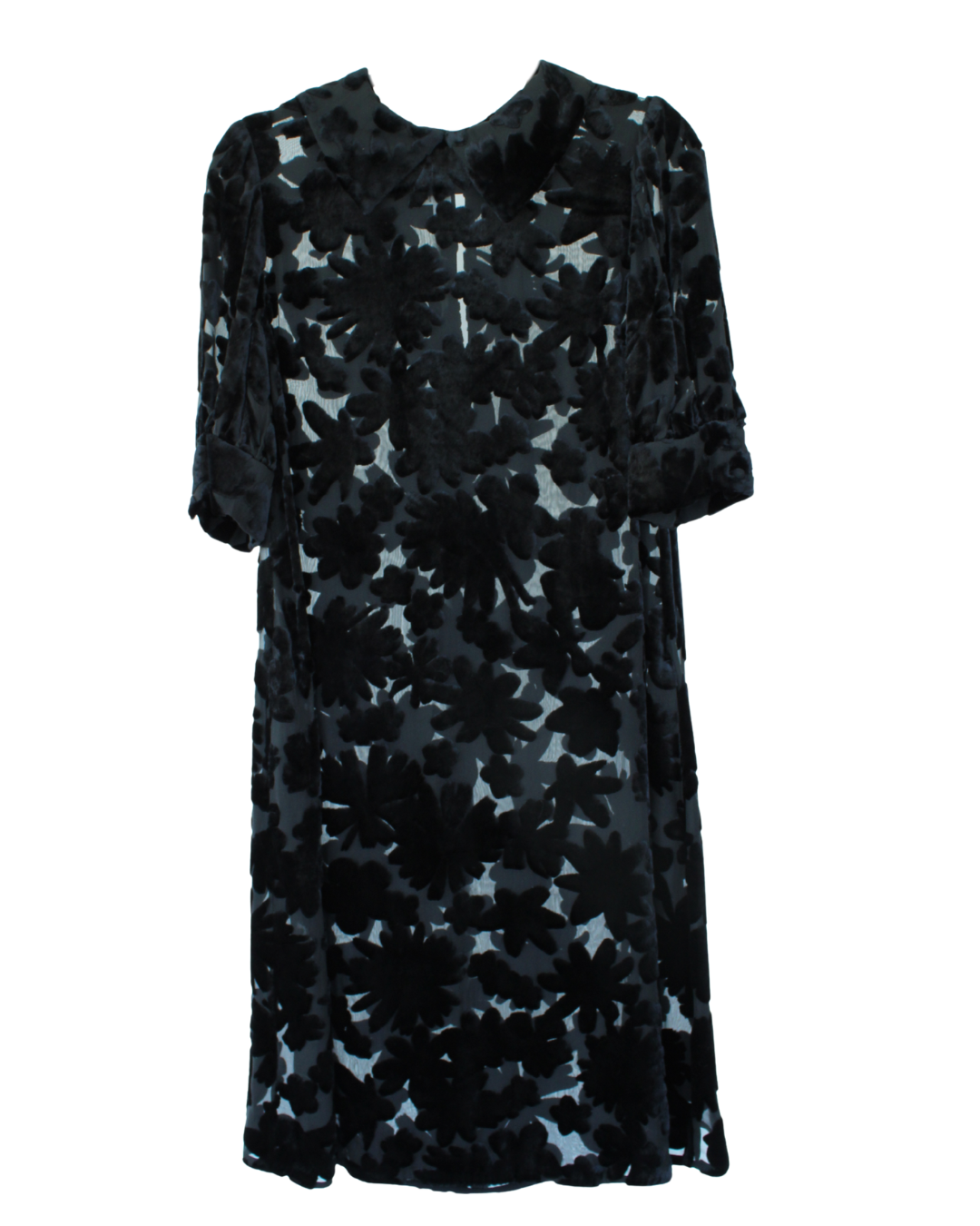 Alexander McQueen Vestido Sheer con Aplicación Floral en Terciopelo
